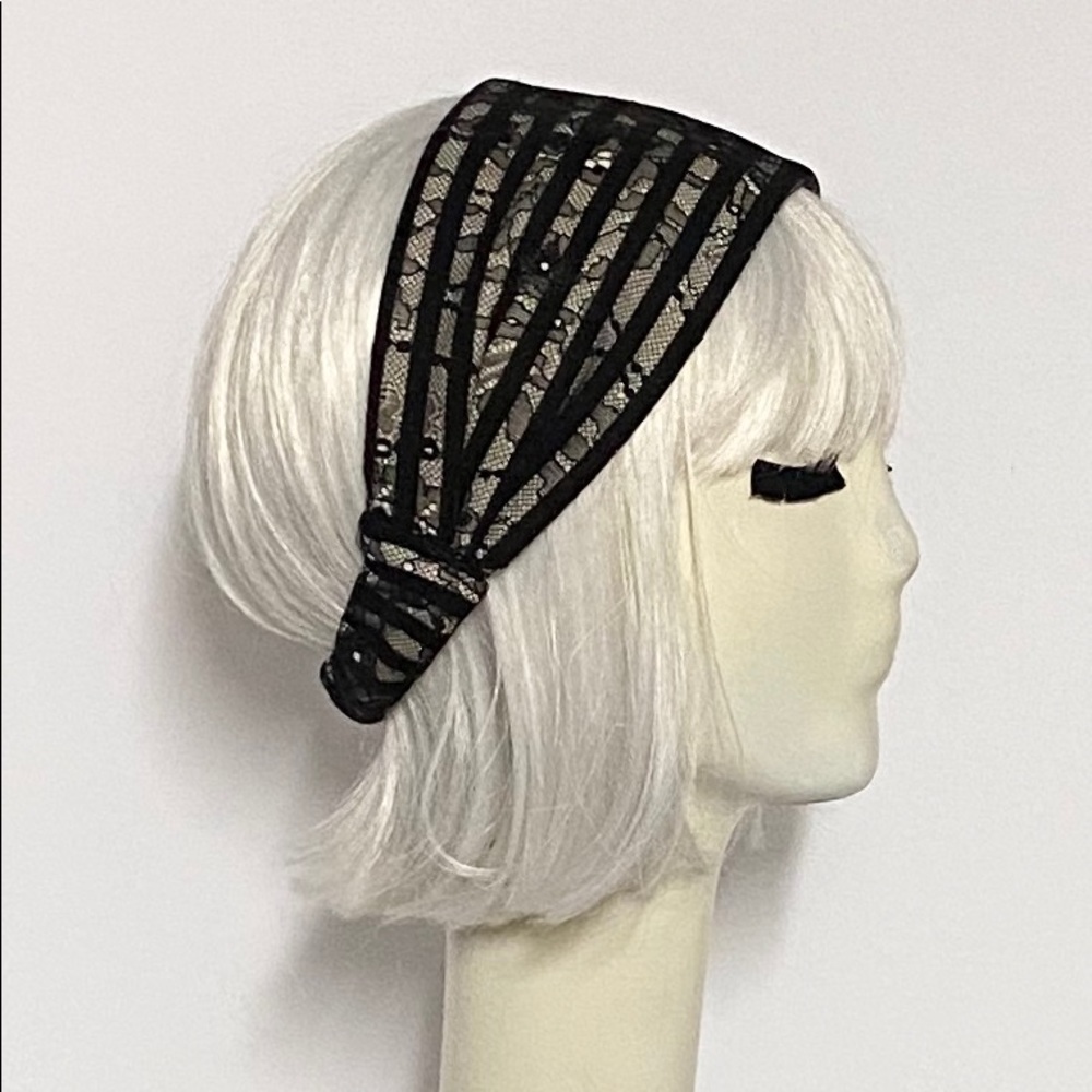 Lace / striped knit headband